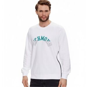 NWT! John Richmond Needlework Logo Sweatshirt White & Green Lake Medium